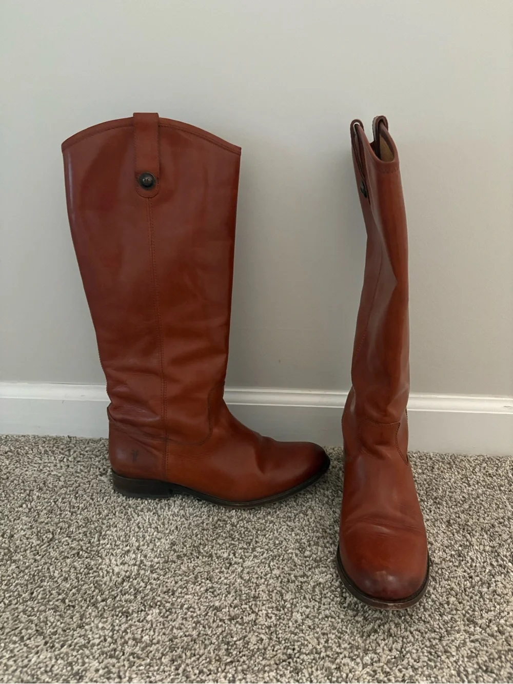 Frye Tall Leather Boots in Chestnut Brown